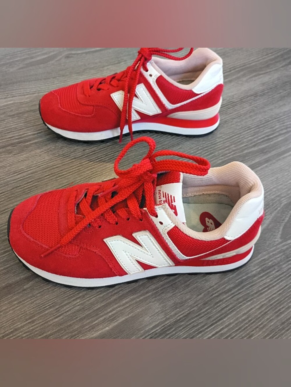 New Balance Kids Size 6 Red and White Sneakers